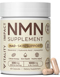 NMN Supplement for Women & Men | 5-in-1 NAD+ Skin Support | NAD Resveratrol - 1000mg Complex with NMN 500mg, Resveratrol, Astaxanthin, Hyaluronic Acid & Vitamin C | Cellular Energy | 60 Capsules