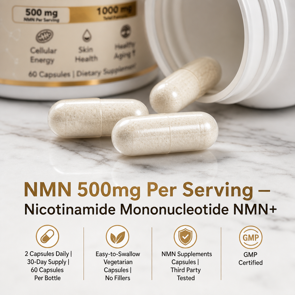 NMN NAD Supplement 500mg – Nicotinamide Mononucleotide NMN+ with Trans Resveratrol, Hyaluronic Acid & Astaxanthin – NMN Supplements Capsules for Women & Men – NMN NAD Support