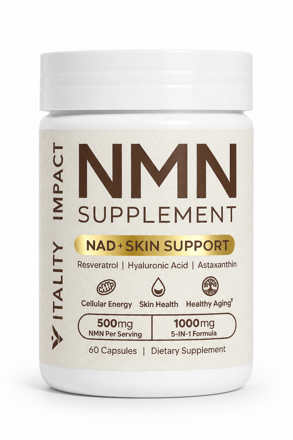 NMN NAD Supplement 500mg – Nicotinamide Mononucleotide NMN+ with Trans Resveratrol, Hyaluronic Acid & Astaxanthin – NMN Supplements Capsules for Women & Men – NMN NAD Support